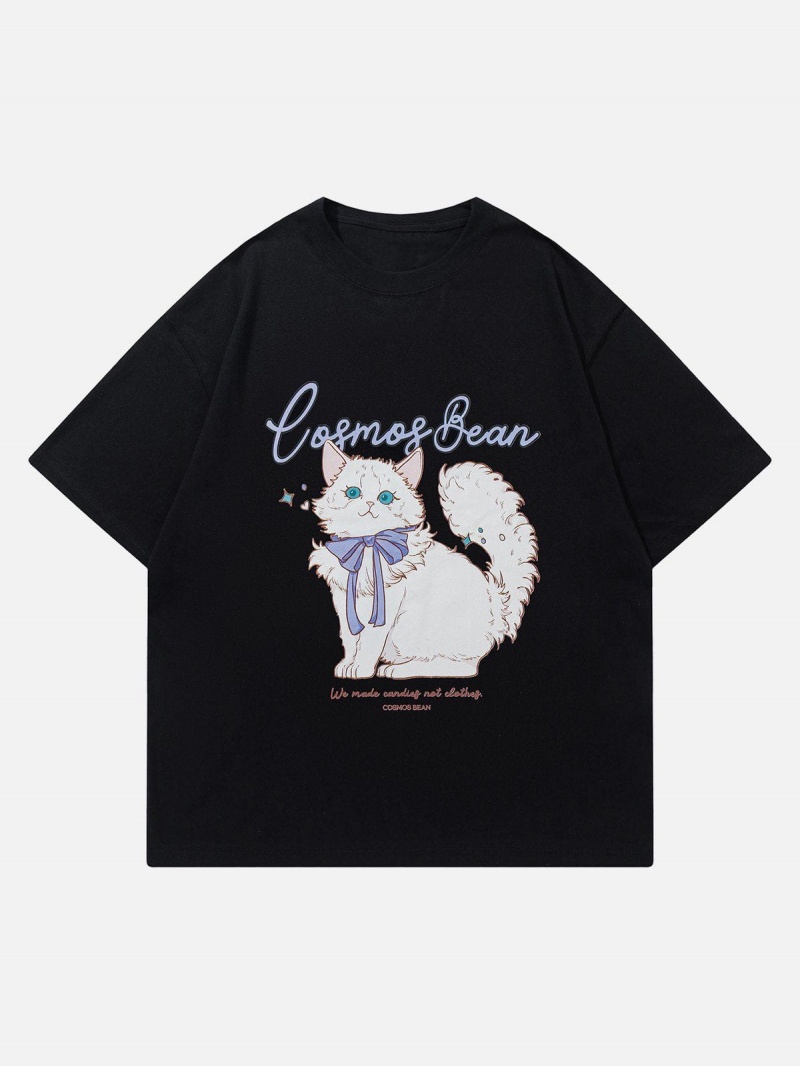 Blanche  T Shirts Aelfric Eden Cartoon Cute Cat Print Tee - NOD-8209473